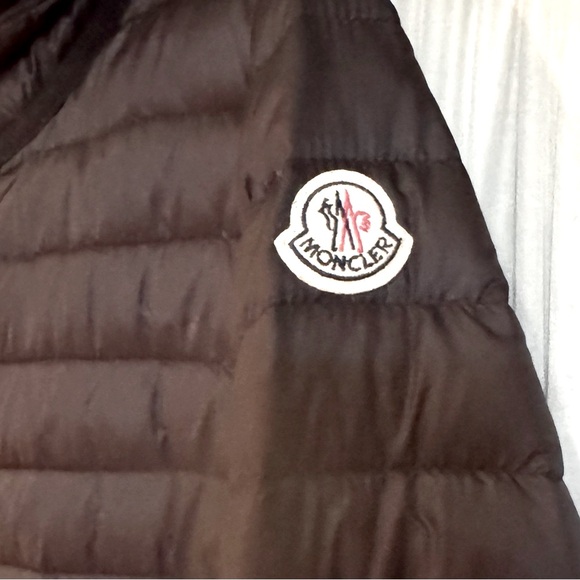 MONCLER Black Barbel Long Down Puffer Attached Hood Removable Mink Trim Sz 2 (M) - Picture 8 of 9